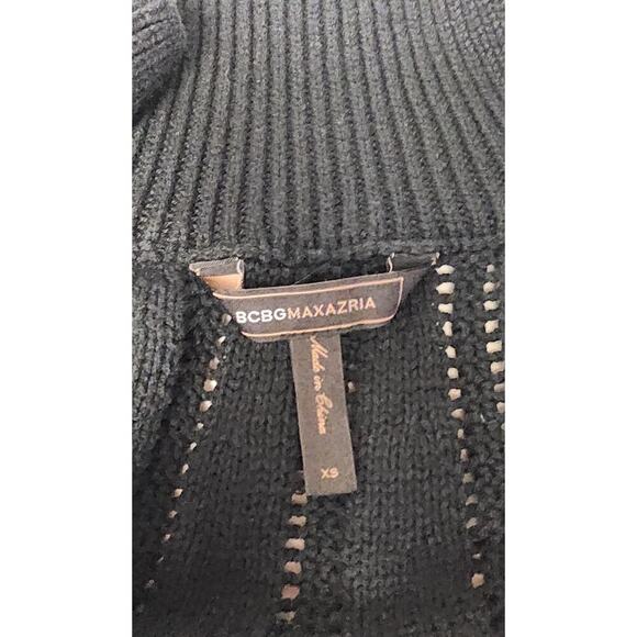 BCBG MAXAZRIA Women's Black Merino Wool Short Sleeve Button Up Sweater Sz XS - Picture 8 of 9